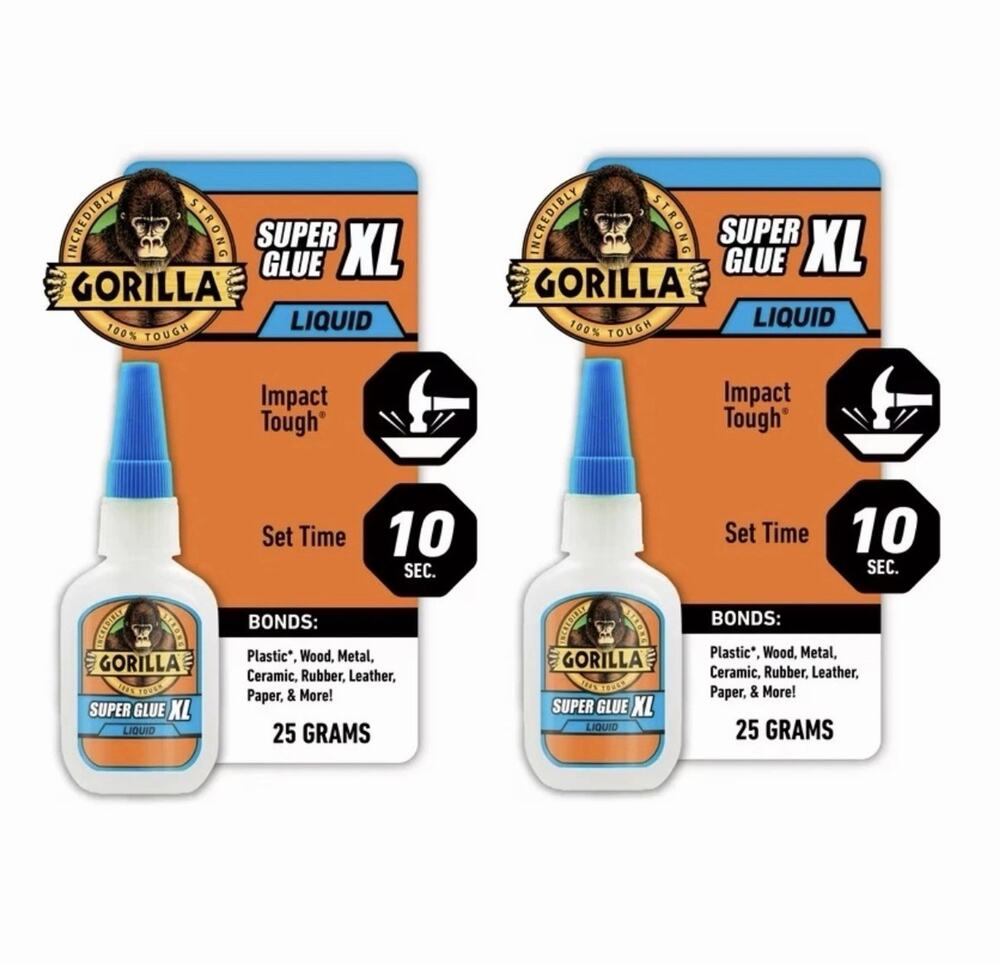 2 PACK Gorilla Super Glue Gel XL, 25 Gram, Clear NEW